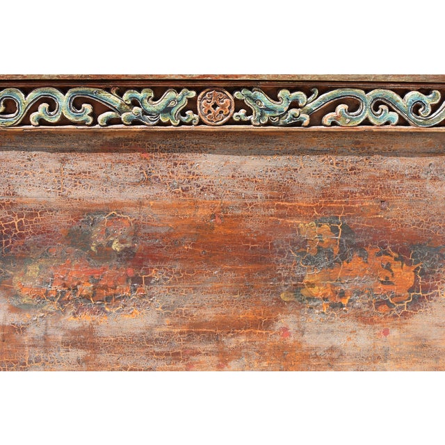 Wood Early 19th Century Mongolian Chest With Foo Dogs Hand Painted All Original For Sale - Image 7 of 16