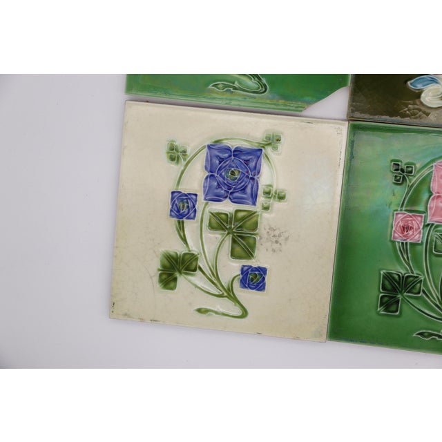 1920s Set of Six Tiles Art Nouveau H & R Johnson England For Sale - Image 10 of 18