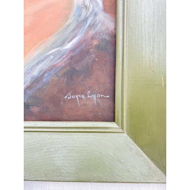 Wood Mid Twentieth Century Portrait 'Lady in Blue', Oil on Canvas, by Joyce Lyon For Sale - Image 7 of 8