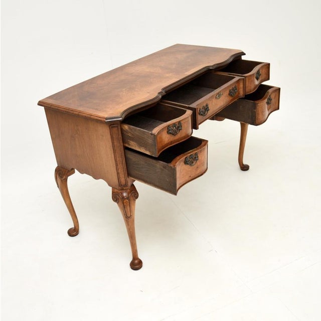Queen Anne Figured Walnut Desk, 1930s For Sale - Image 4 of 11