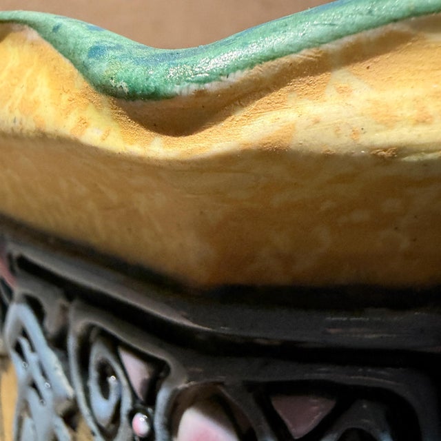 Art Nouveau Majolica Ceramic Planter Cachepot Jardinière Ducks For Sale - Image 12 of 14