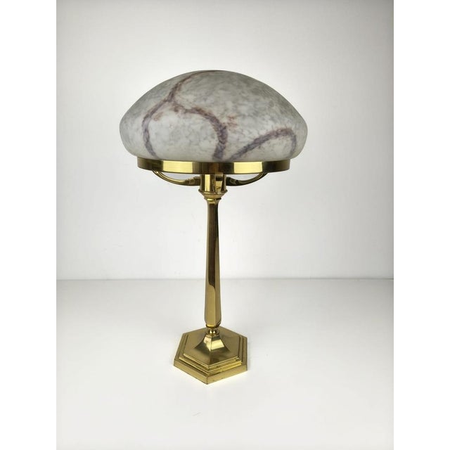 Large Postmodern Brass and Marbled Glass Table Lamp, 1960s For Sale - Image 18 of 18