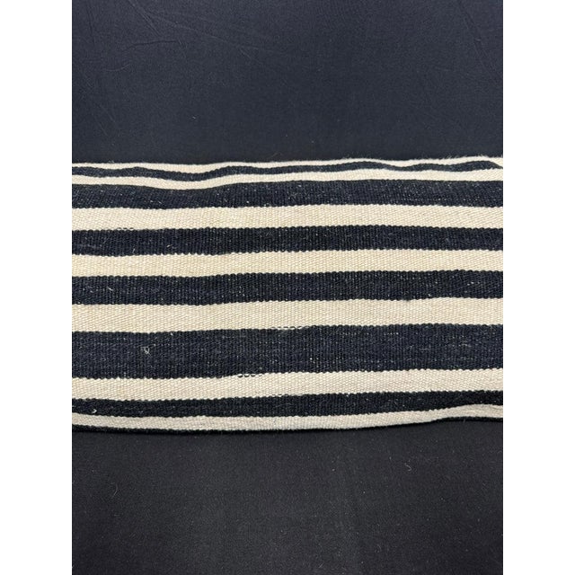 Contemporary Turkish Hemp Pillow Cushion Natural Beige Black Cushion Cover 14"x40" For Sale - Image 3 of 4