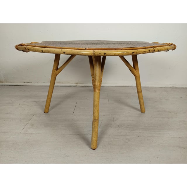Wood Vintage Rattan Coffee Table, 1950s For Sale - Image 7 of 14