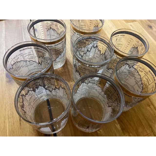 Industrial Vintage Cera Dow Jones Industrial Average Rocks Glasses, 1958–1968, Set of 8 For Sale - Image 3 of 4