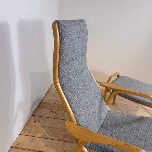 Set of Light Grey Lamino Armchair & Footstool by Yngve Ekström for Swedese, 1960s For Sale - Image 5 of 7