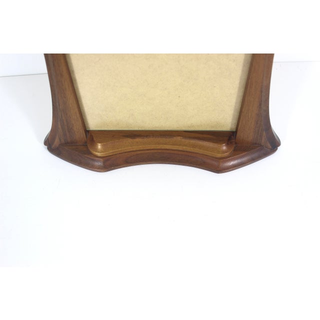 Wood Vintage Art Nouveau Style Black Walnut Wood Photo Frame for Table Top No Glare Glass 8”x10” Picture For Sale - Image 7 of 11