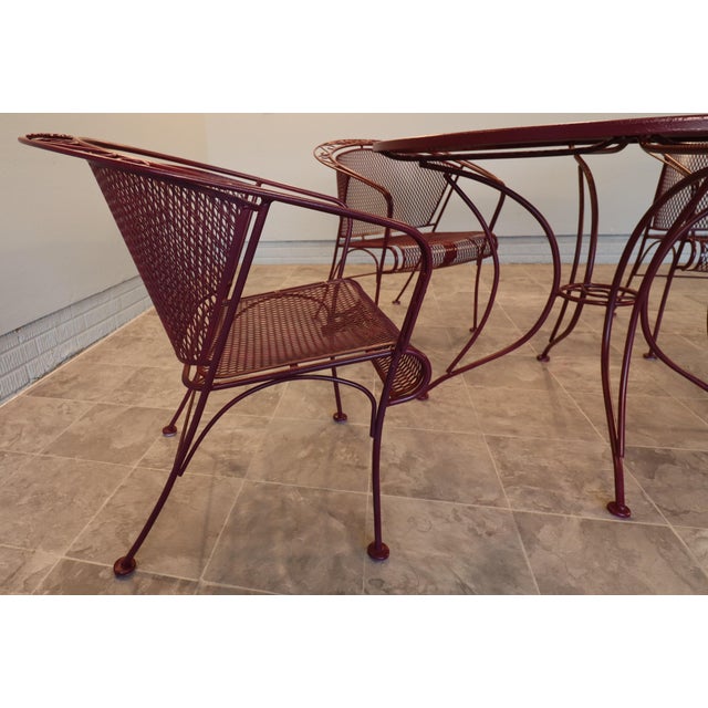 Mid-Century Russell Woodard Grapevine Wrought Iron Patio Dining Set, 5 Pieces, C. 1950s, Attributed For Sale - Image 12 of 16