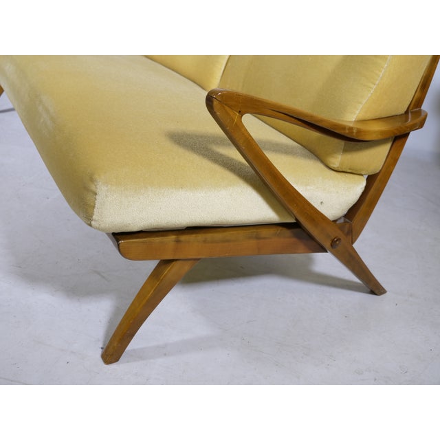 Brown Mid-Century Modern Three-Seater Wooden Sofa by Guglielmo Ulrich, Italy, 1950s For Sale - Image 8 of 11