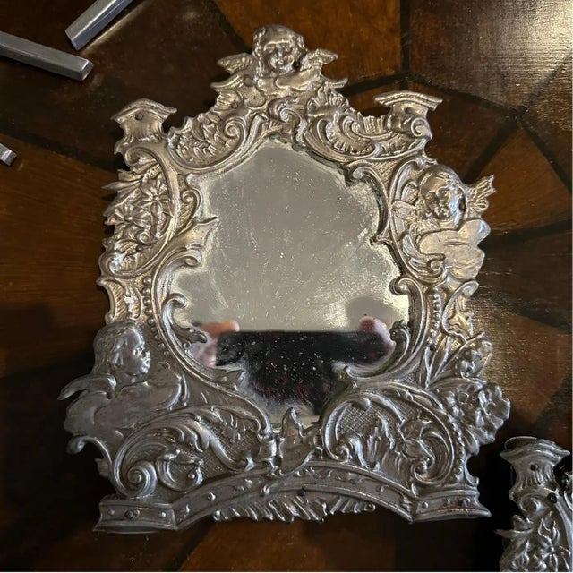 A Pair of 19th Century Metal and Wood Sicilian Cartagloria Mirrors For Sale - Image 10 of 12