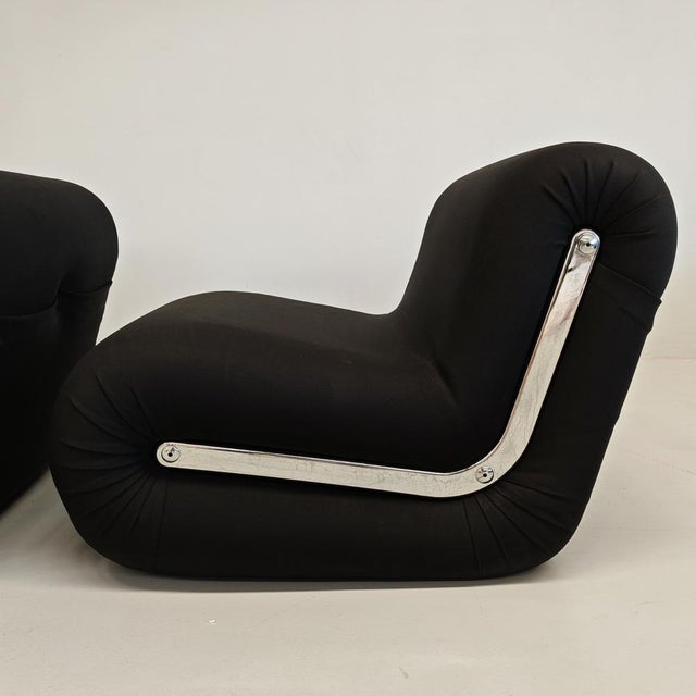 Boomerang Armchairs in Black Stretch Fabric by Rodolfo Bonetto for Flexform, 1970s, Set of 2 For Sale - Image 17 of 18