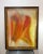 1950s-60s large midcentury orange/yellow textured abstract painting in wood frame. Unsigned. Excellent condition. Measures...