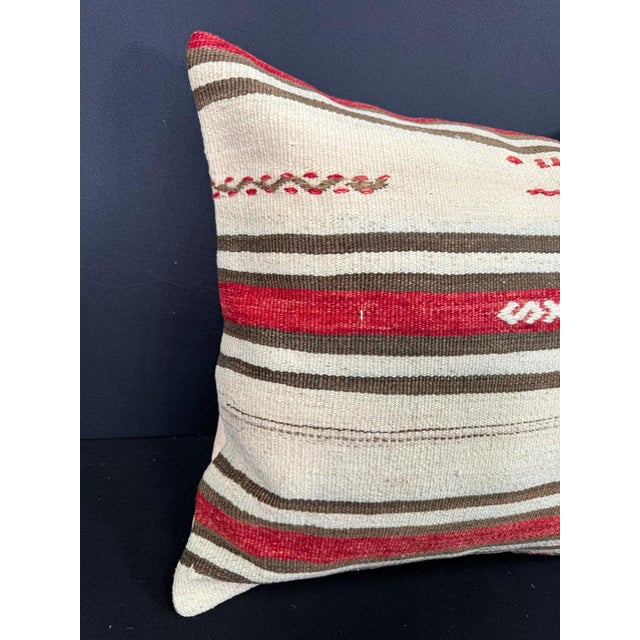 Turkish Hemp Pillow Cushion Natural Beige Red Cushion Cover 20"x20" #30602 Enhance your home decor with our Kilim Pillow...