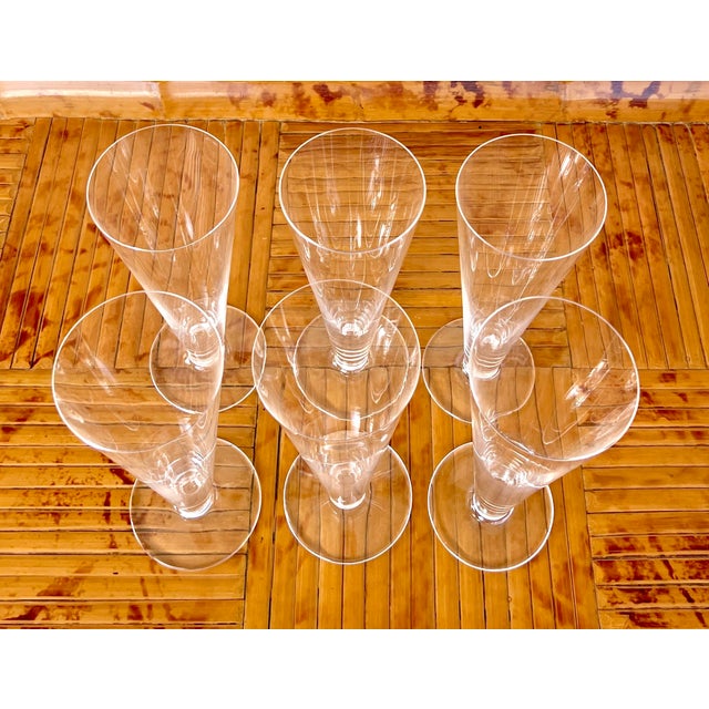 Traditional Late 20th Century Tiffany and Company Crystal Pilsner Glasses - Set of 6 For Sale - Image 3 of 6