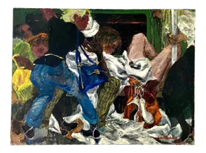 1984 Julian Rockmore 3am Queens Local Oil on Canvas Painting