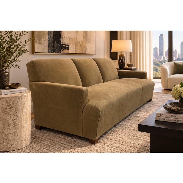 Mid-Century Modern 1990s Palazzo Style Leather Sofa For Sale - Image 3 of 7