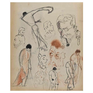 Norbert Meyre, The Figures Sketches, Original Drawing, Mid-20th-Century For Sale