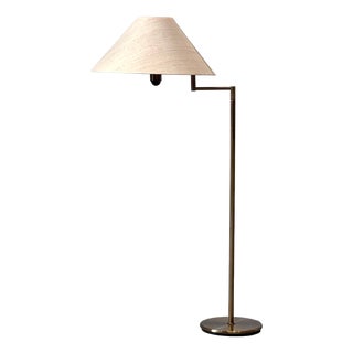 Brass Floor Lamp with Fabric Shade, 1990s For Sale