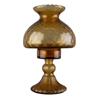 Antique Amber Glass Table Lamp For Sale