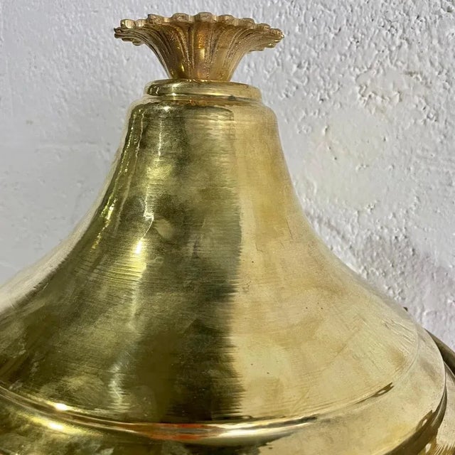 Brass Vintage 1960s French Fully Rewired Usa Chandelier Flush Mount For Sale - Image 8 of 11