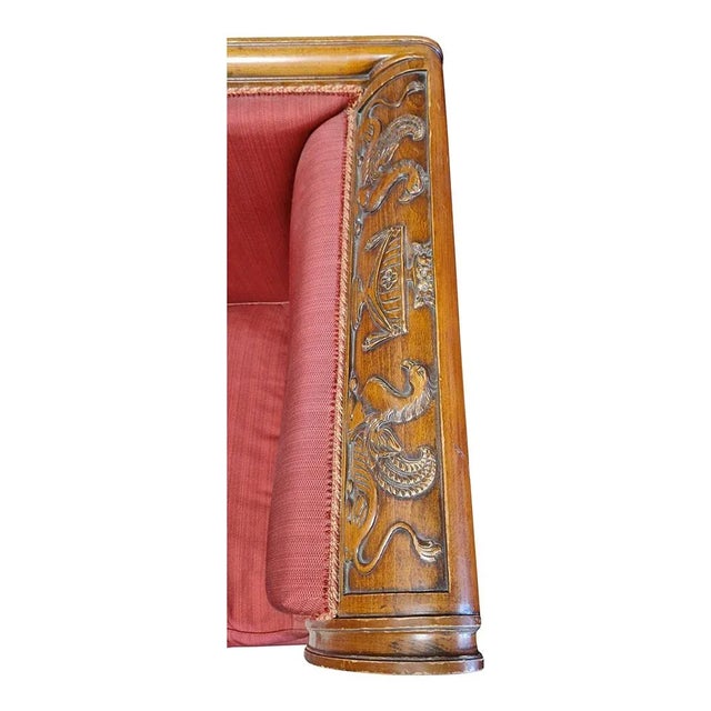 Red Set of Empire Armchair in Walnut and Red Fabric, 1980s For Sale - Image 8 of 9