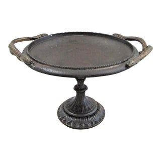 Mid-Century Italian Bronze Tazza Candle Holder With Snake Handles Circa 1940 For Sale