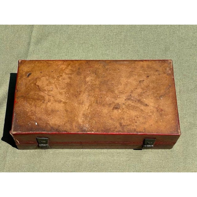 Antique Late Qing–Early Republic Chinese Red Leather Wedding Box With Double Happiness Motif, C. 1900 For Sale - Image 11 of 12