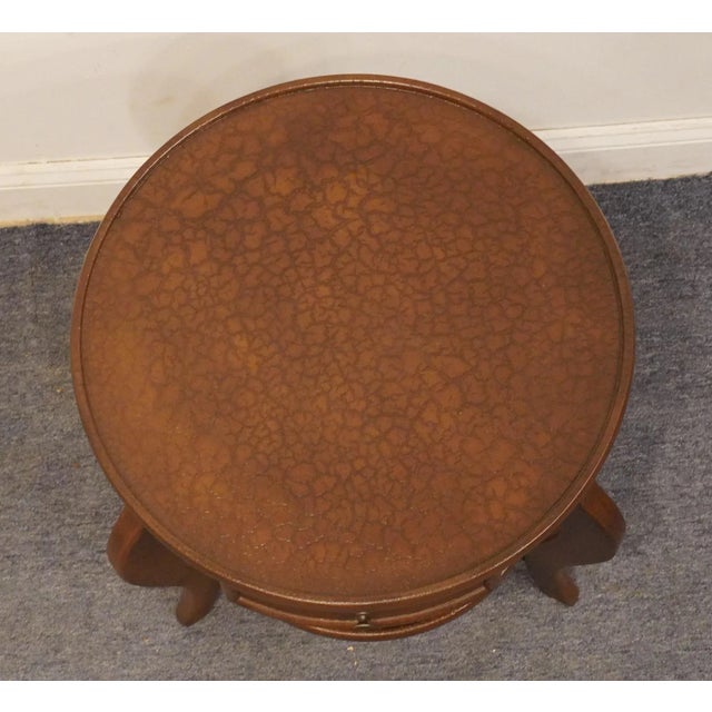 Brown Kathy Ireland Contemporary Modern 20" Round Accent End Table With Antiqued Crackle Finish For Sale - Image 8 of 12