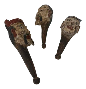 Japanese Juggling Heads Made of Camphor Wood - set of 3