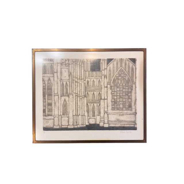 A superb original pair of architectural etchings by the celebrated British printmaker Valerie Thornton (1931–1991), dating...