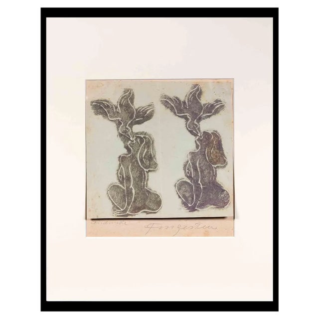 Michel Fingesten, Woman and Bird, 1936, Woodcut For Sale