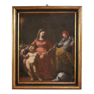 Italian Artist, Holy Family with Sleeping Saint Joseph, 1610, Oil on Canvas, Framed For Sale