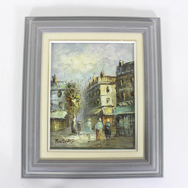 Mid-Century Modern 1950’s Signed Caroline Burnett Paris France Oil Painting, Framed, Small Original Art Vintage European City Scene For Sale - Image 3 of 9