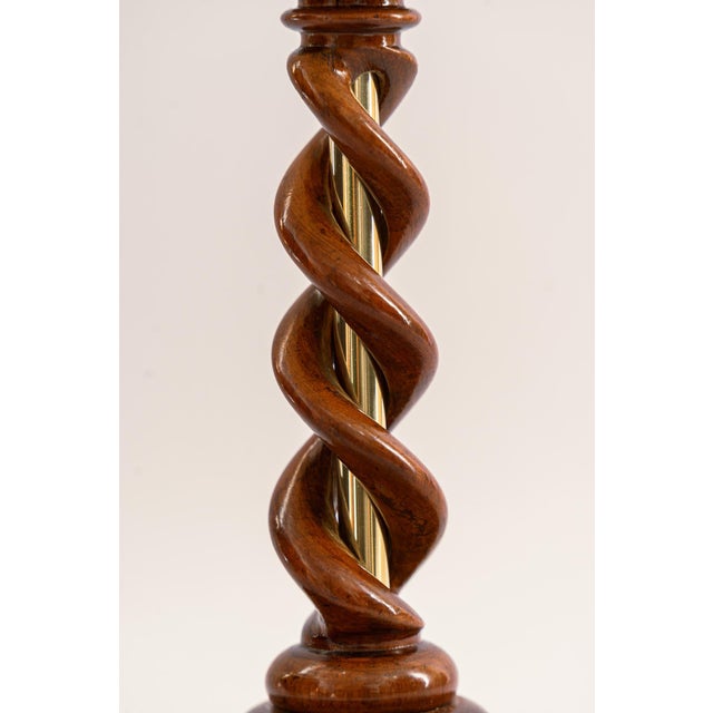 Art Deco Wood Table Lamp with Fabric Shade, Vienna, 1920s For Sale - Image 3 of 17