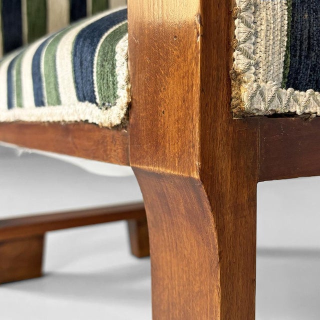 Italian Art Deco Benches in Fabric and Wood, 1930s, Set of 2 For Sale - Image 15 of 18