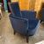 Mid Century Modern Plush Navy Cushion and Wood Arm Chair For Sale - Image 10 of 10