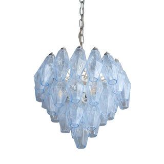Blue Poliedri Glass Lamp from Venini, 1960s For Sale