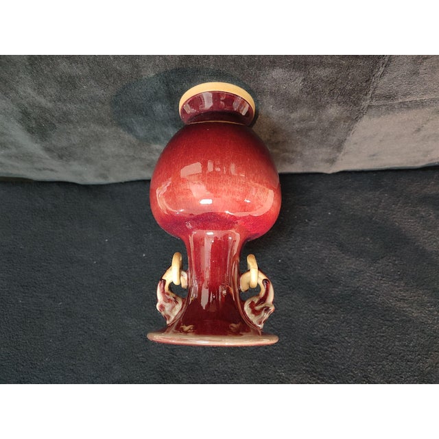 Chinese Ceramic Vase,Jun Ware Red Glaze Porcelain Double Ears Vase For Sale - Image 12 of 13