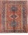 Antique Persian Karajeh Rug With Three Geometric Medallions in Rust & Blue For Sale