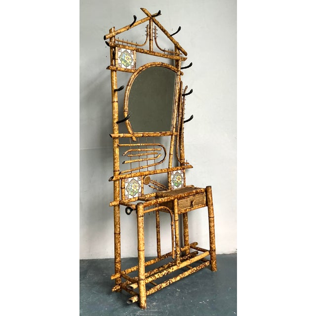 Tan Vintage Boho Tortoise Bamboo Hall Tree For Sale - Image 8 of 8