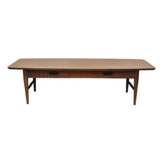Lane Mid Century Modern 56" Long Surfboard Laminate Top Coffee Table With Drawer For Sale