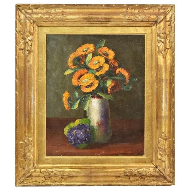 Paint Flower Painting by Dolzan Primo, 1933 For Sale - Image 7 of 7
