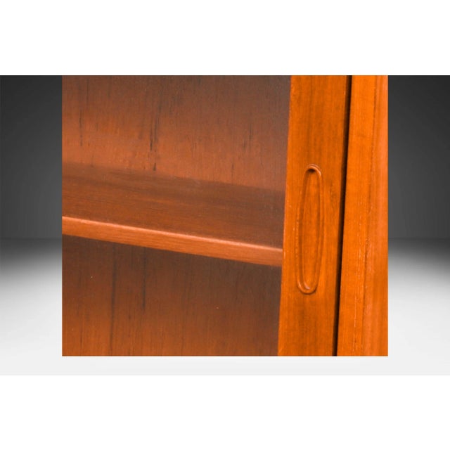 Late 20th Century Danish Teak Modern Sliding Glass Door Double Bookcase For Sale - Image 9 of 12