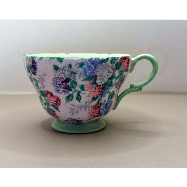 Ceramic Shelley England Fine Bone China, Tea Cup, Saucer & Plate, Mid Century For Sale - Image 7 of 10