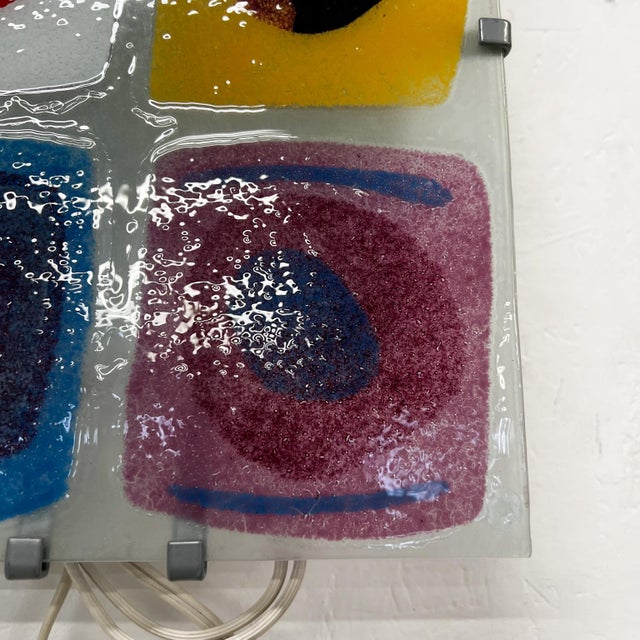 Ikea 1990 Ikea Gyllen Colorful Abstract Art Glass Wall Sconce Lamp For Sale - Image 4 of 13