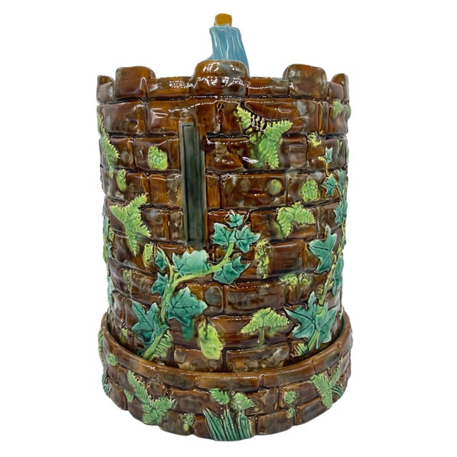 Ceramic George Jones Majolica 'Tower Stilton' Dish Cheese-Keeper, English, Ca. 1876 For Sale - Image 7 of 13