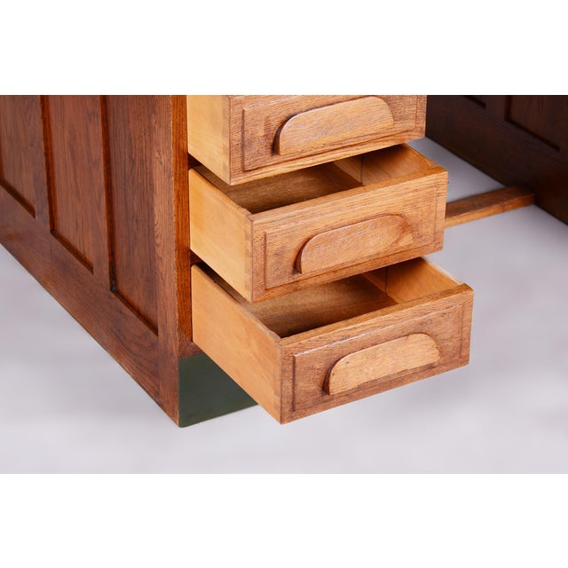 Art Deco Writing Desk in Oak and Marmoleum, Czechia, 1930s For Sale - Image 6 of 13