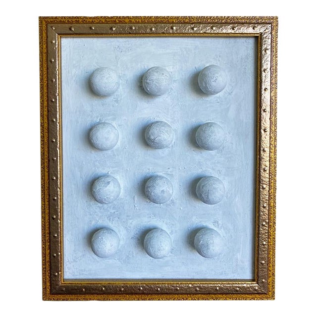 Textured Plaster Wall Art Framed Minimalist Sculptural Painting Neutral Abstract Original by Tatiana Duperault For Sale