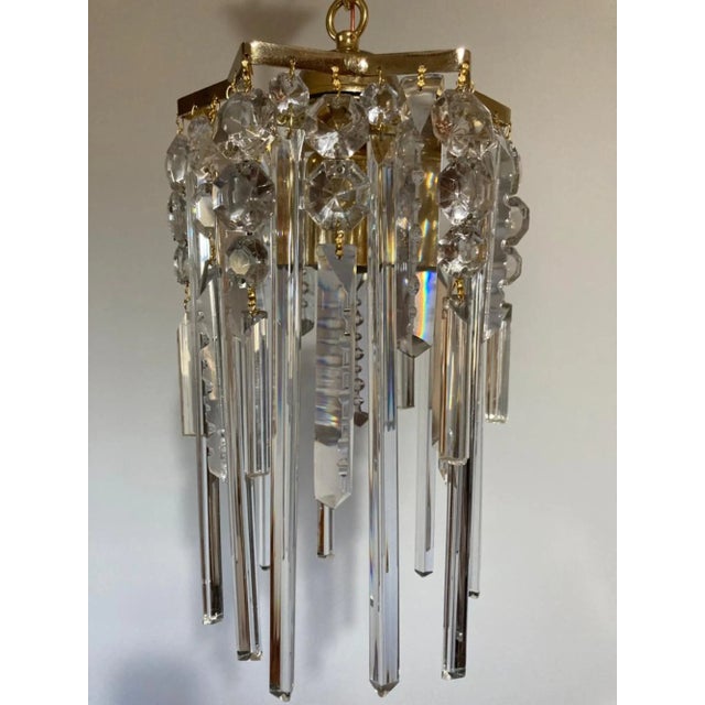 Fantastic vintage star lamp made from transparent Italian glass, smooth and hand-carved in the 70s. There are two pieces,...