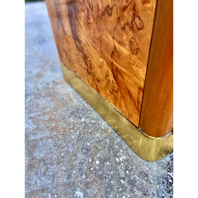 Credenza or Sideboard in Maple Root Burl + Brass Inlay | Late 20th Century in the Style of Stanley Jay Friedman for Brueton For Sale - Image 12 of 12